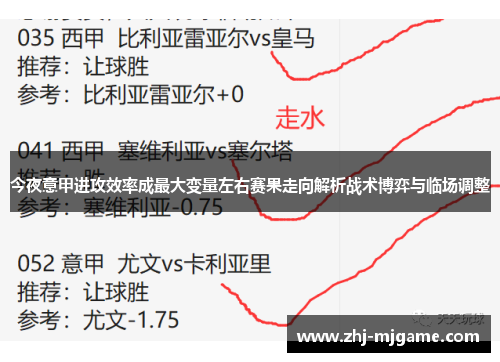 今夜意甲进攻效率成最大变量左右赛果走向解析战术博弈与临场调整